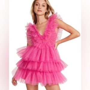 Steve Madden Hot Pink Tulle Mini Dress - size XL, new with tags